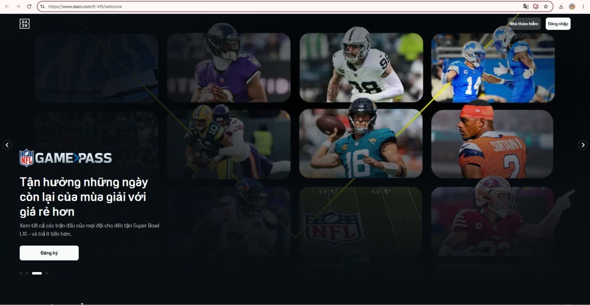 Truy cập vào trang website DAZN