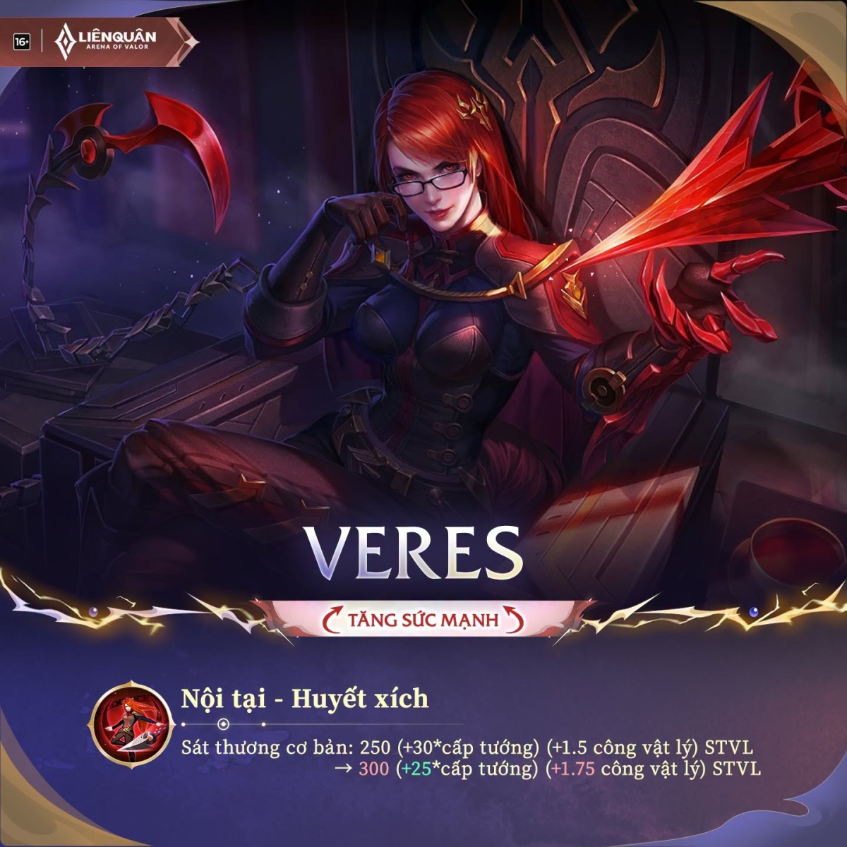 Veres được tăng sát thương nội tại