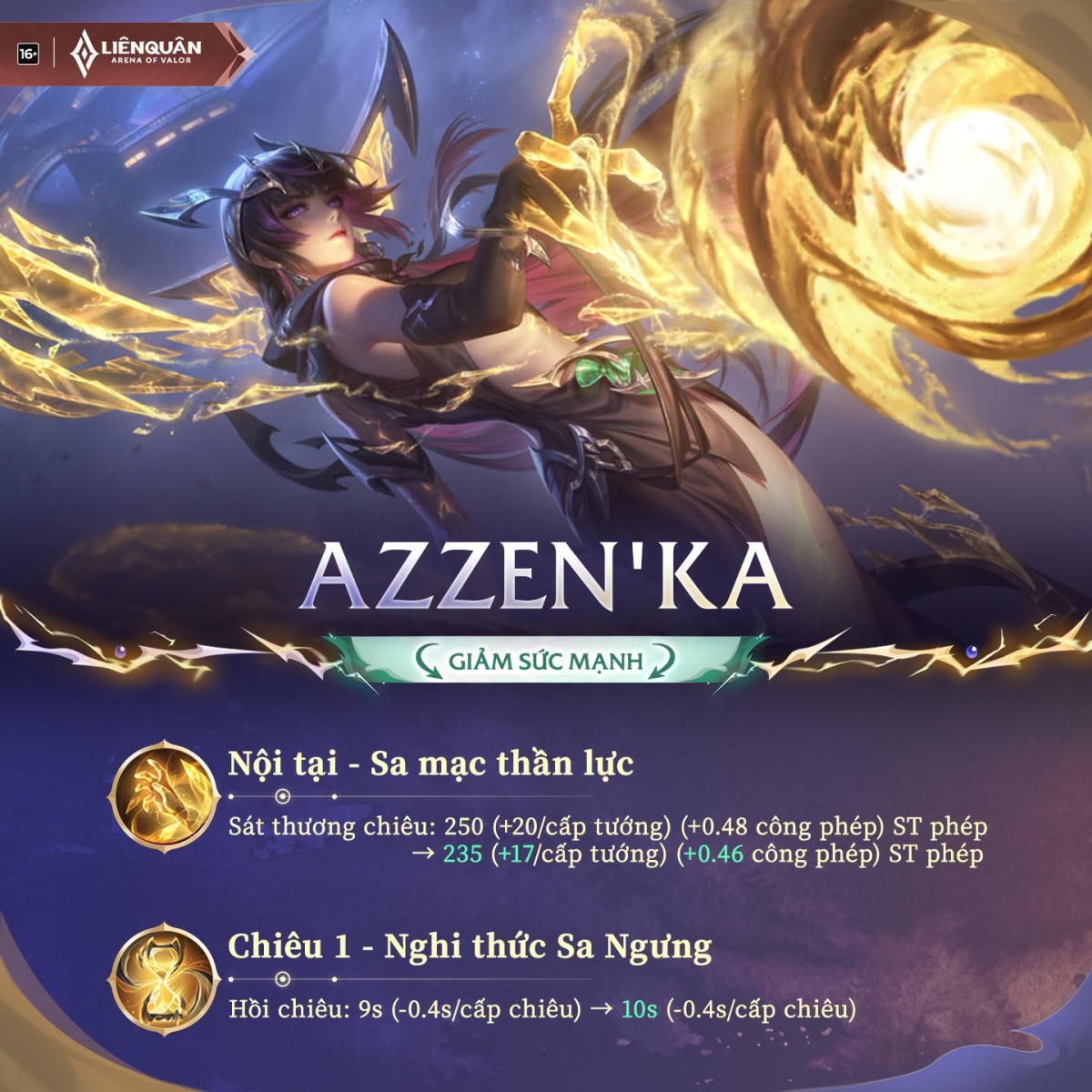 Azzen’Ka bị giảm sát thương và tăng hồi chiêu