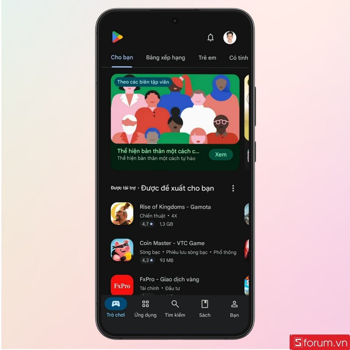 Truy cập vào ứng dụng Google Play