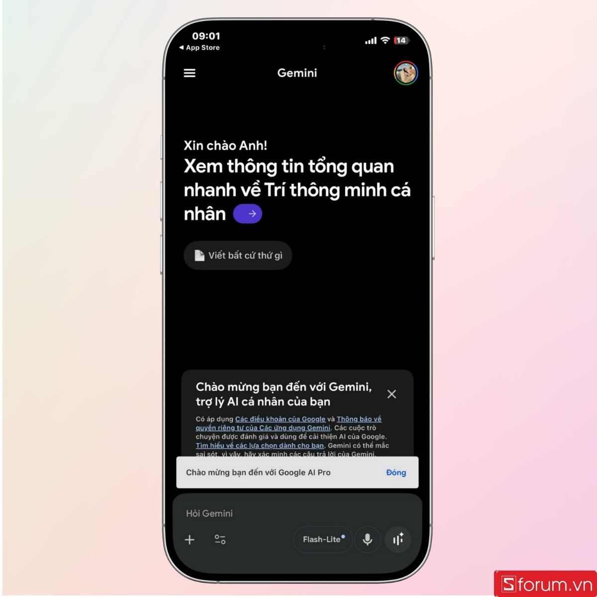 Giao diện Gemini trên iPhone