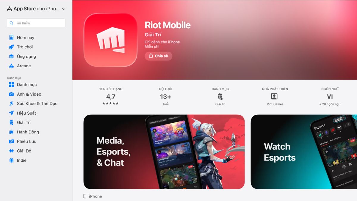 Các bước download Riot Mobile trên iPhone