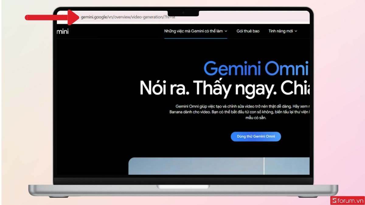 Truy cập vào trang web Gemini Omini