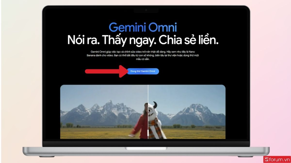 Nhấn vào mục Dùng thử Gemini Omini