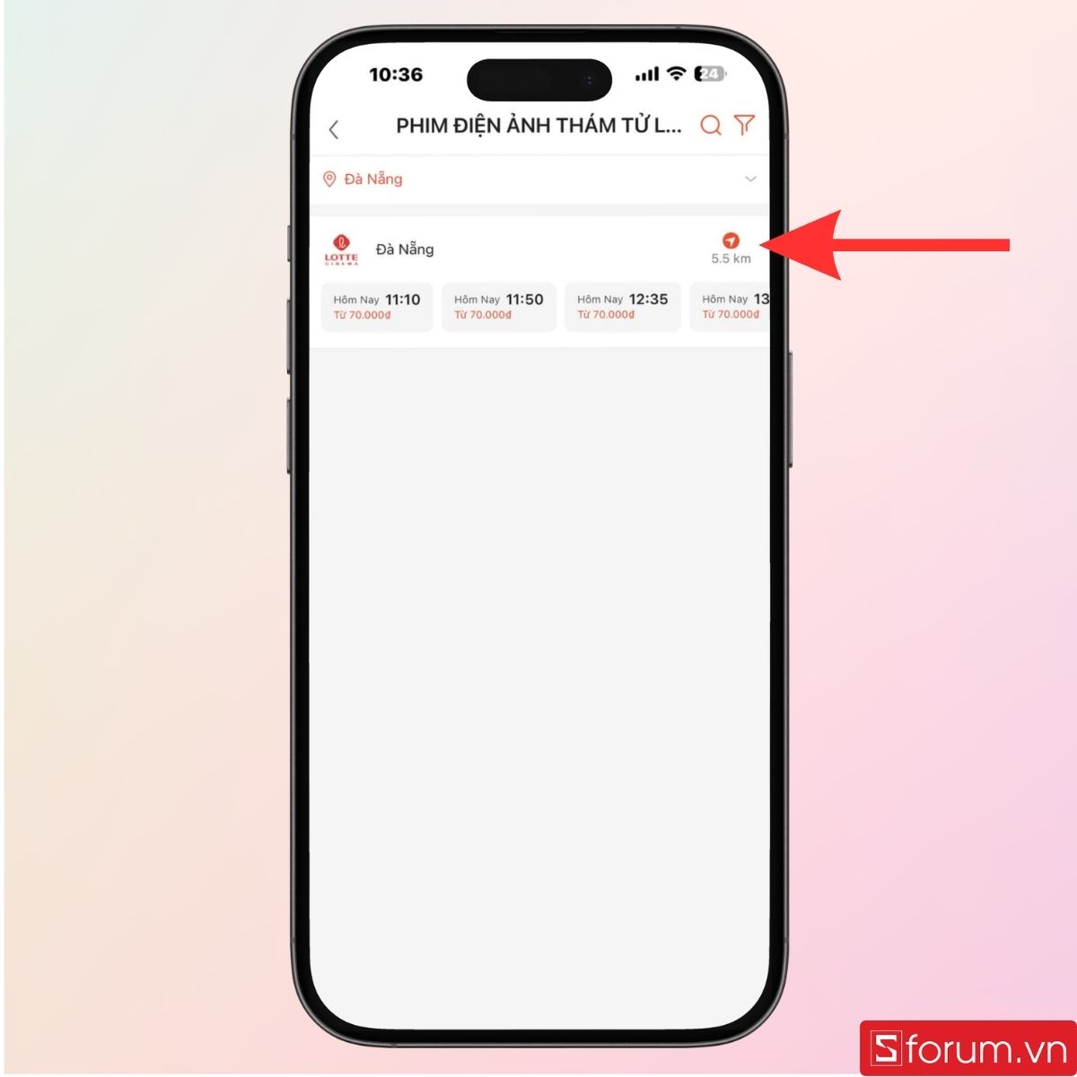 Danh sách các rạp chiếu phim đang chiếu trong ngày