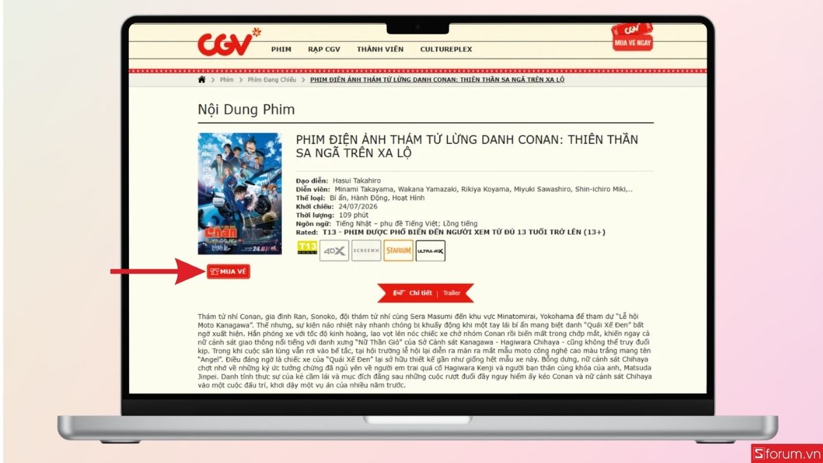 Tiếp tục nhấn vào mục Mua vé như hình