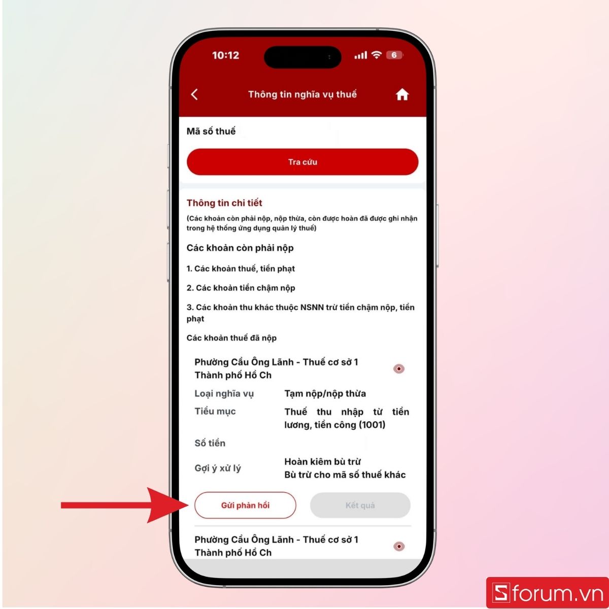 Nhấn chọn mục Gửi phản hồi như hình