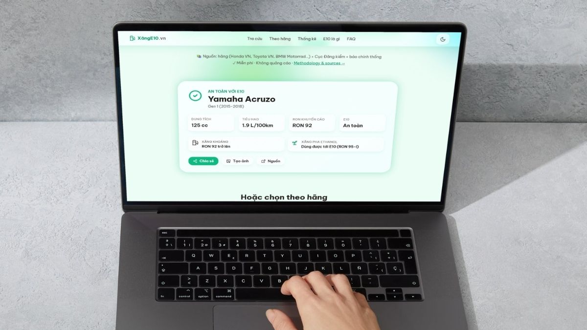 Hướng dẫn kiểm tra xe có tương thích với xăng E10 hay không trong 1 nốt nhạc