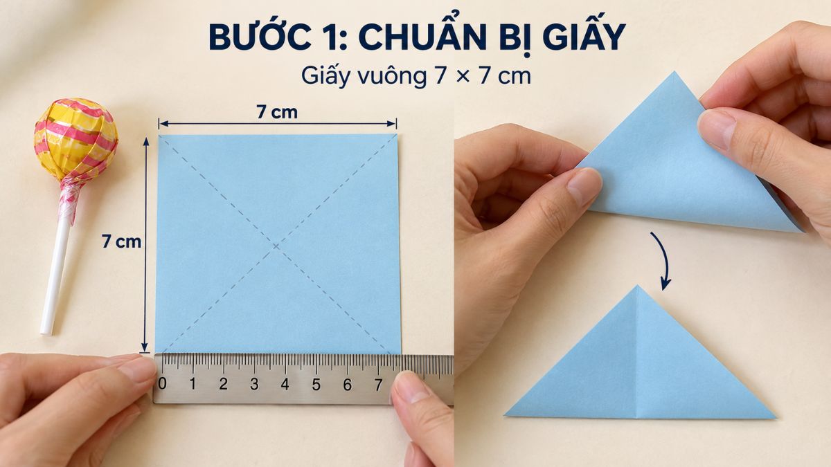 Chuẩn bị giấy để bắt đầu cắt các cánh
