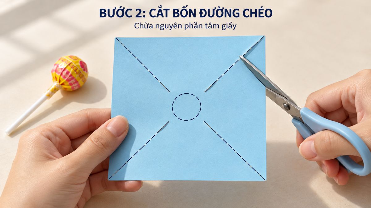 Cắt các phần để tạo cánh chong chóng