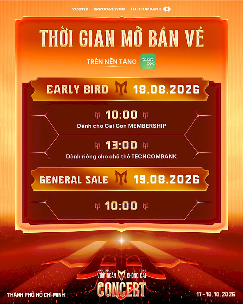 Thời gian mở bán vé chính thức được công bố