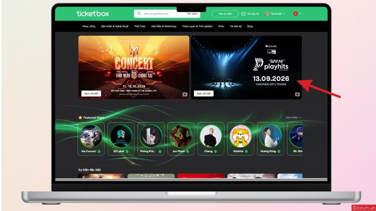 Truy cập ngay Ticketbox 