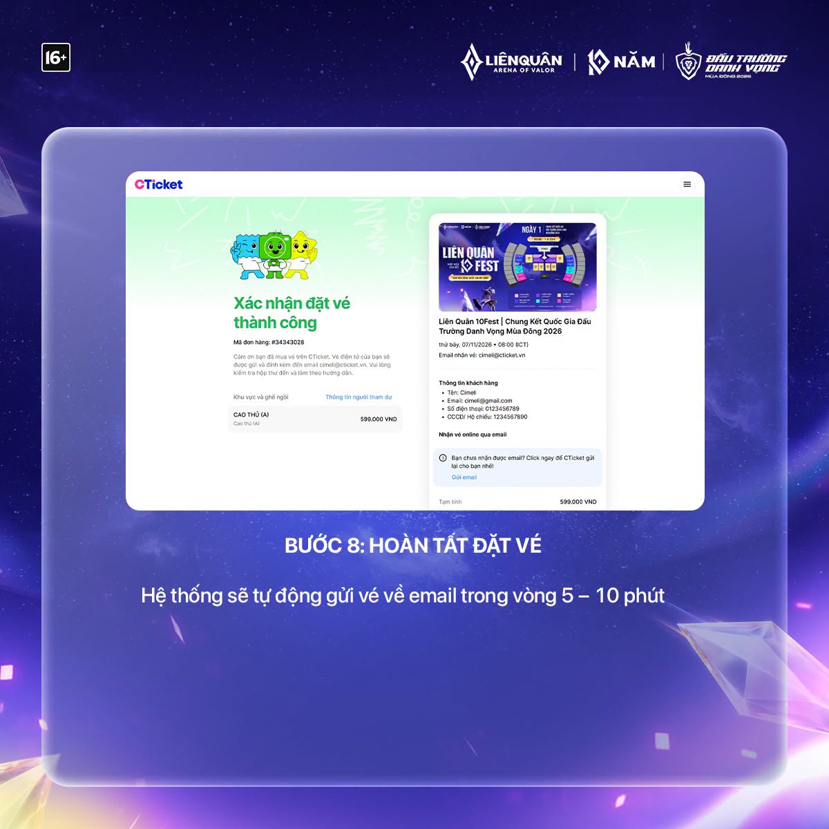 Hoàn tất bước đặt vé