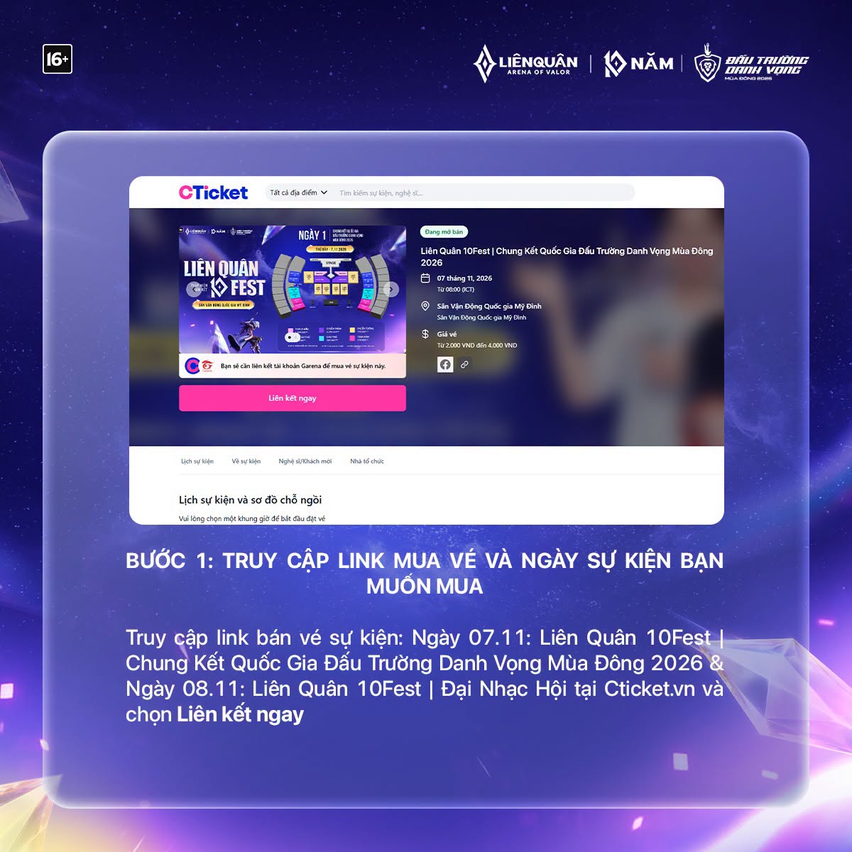 Truy cập link mua vé