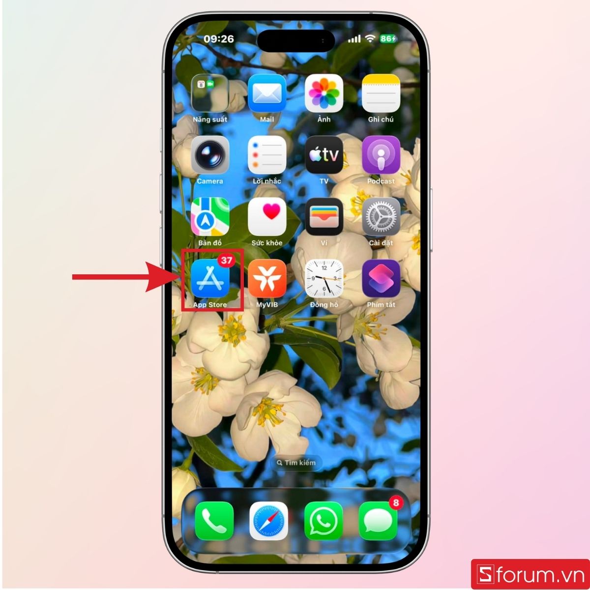 Mở kho ứng dụng trên giao diện chính