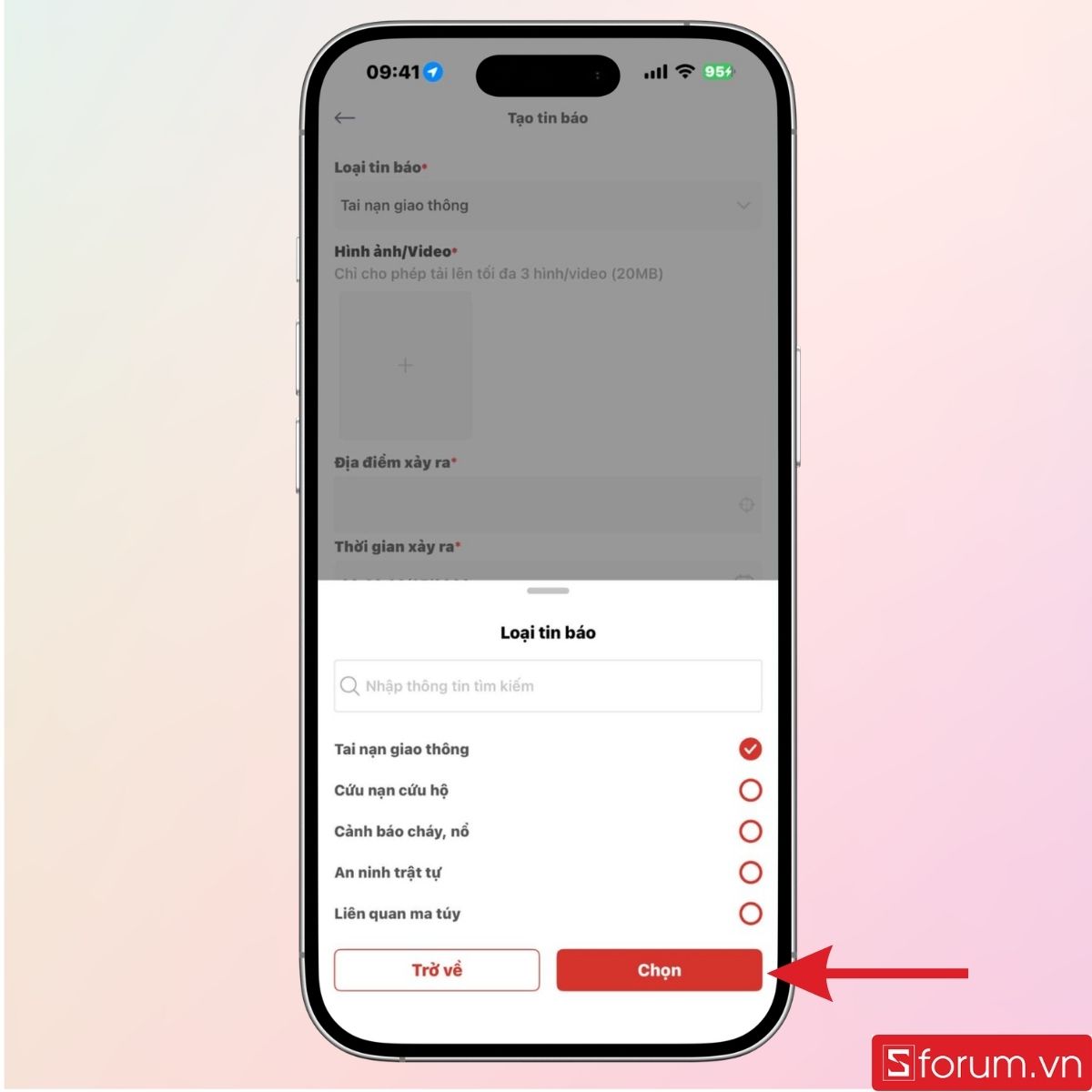 Chọn loại tin tìm báo