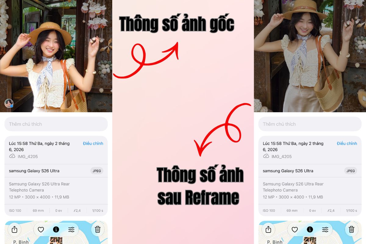 Ảnh sau khi được định lại khung vẫn giữ nguyên kích thước và chất lượng ảnh