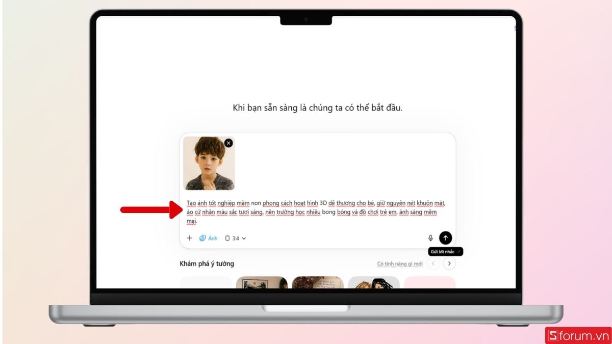 Nhập prompt cụ thể để tạo ảnh
