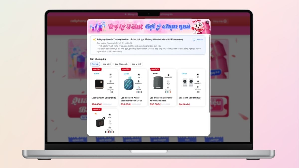 AI sẽ gợi ý những món quà tặng theo yêu cầu của bạn