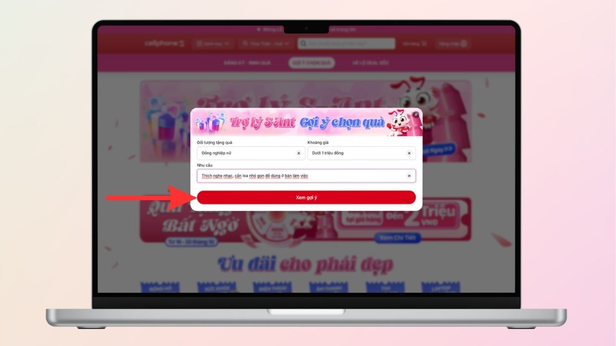 Nhấn vào mục Xem gợi ý