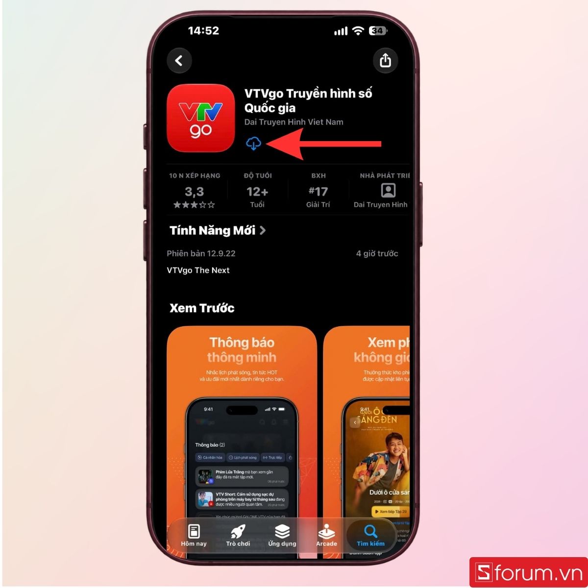 Tìm ứng dụng VTVgo trên kho ứng dụng