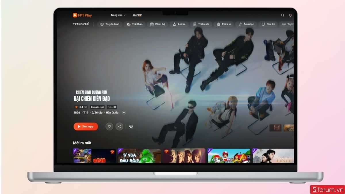 Giao diện chính của website FPT Play