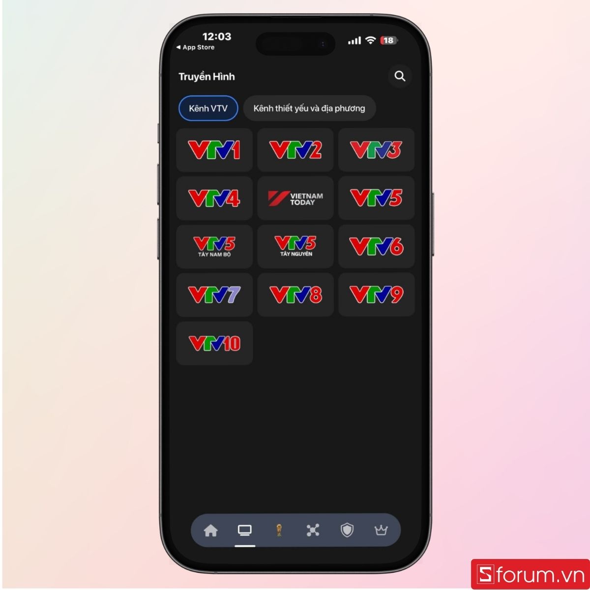 Chọn kênh phát sóng tùy ý