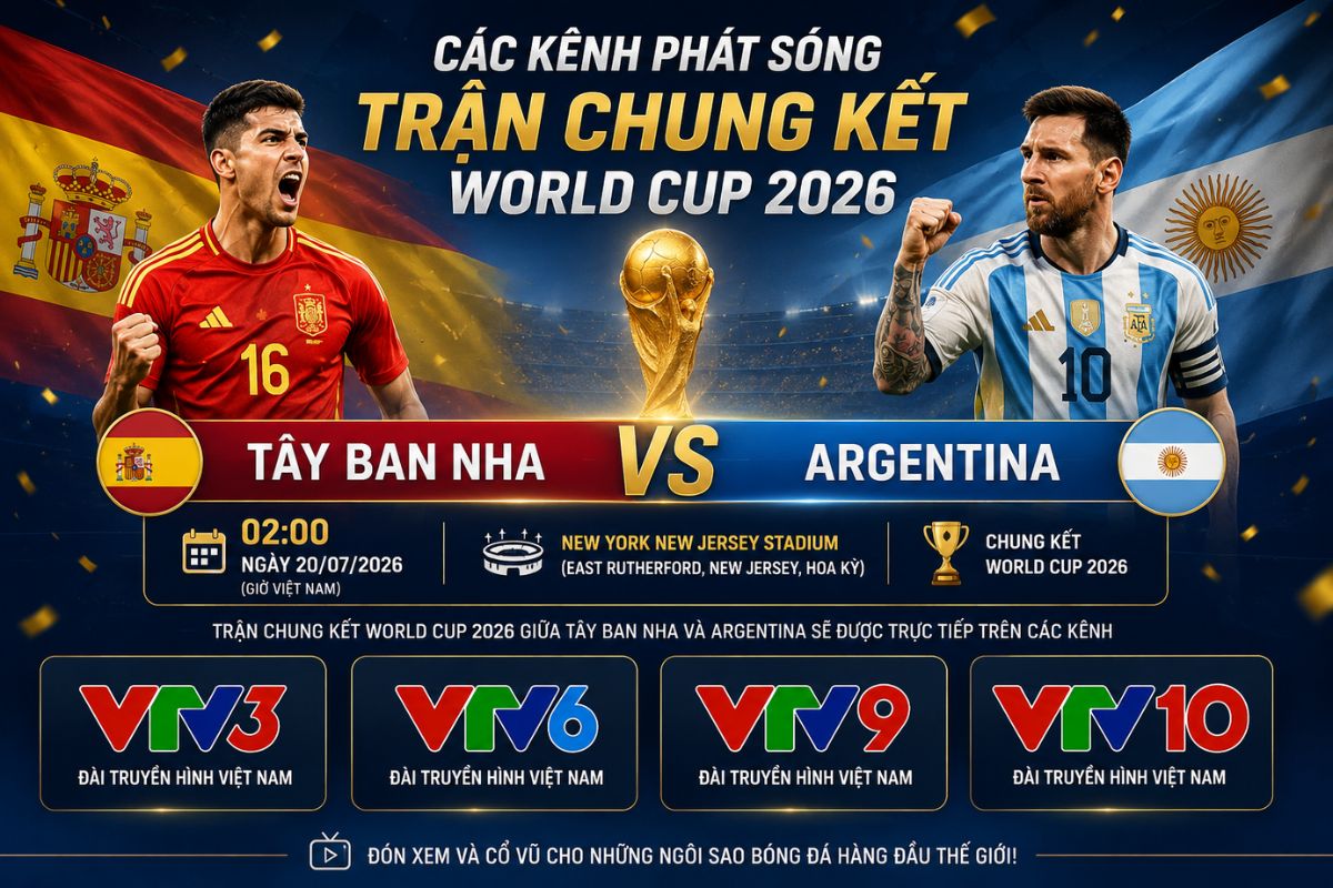 Các kênh VTV trực tiếp chung kết World Cup 2026