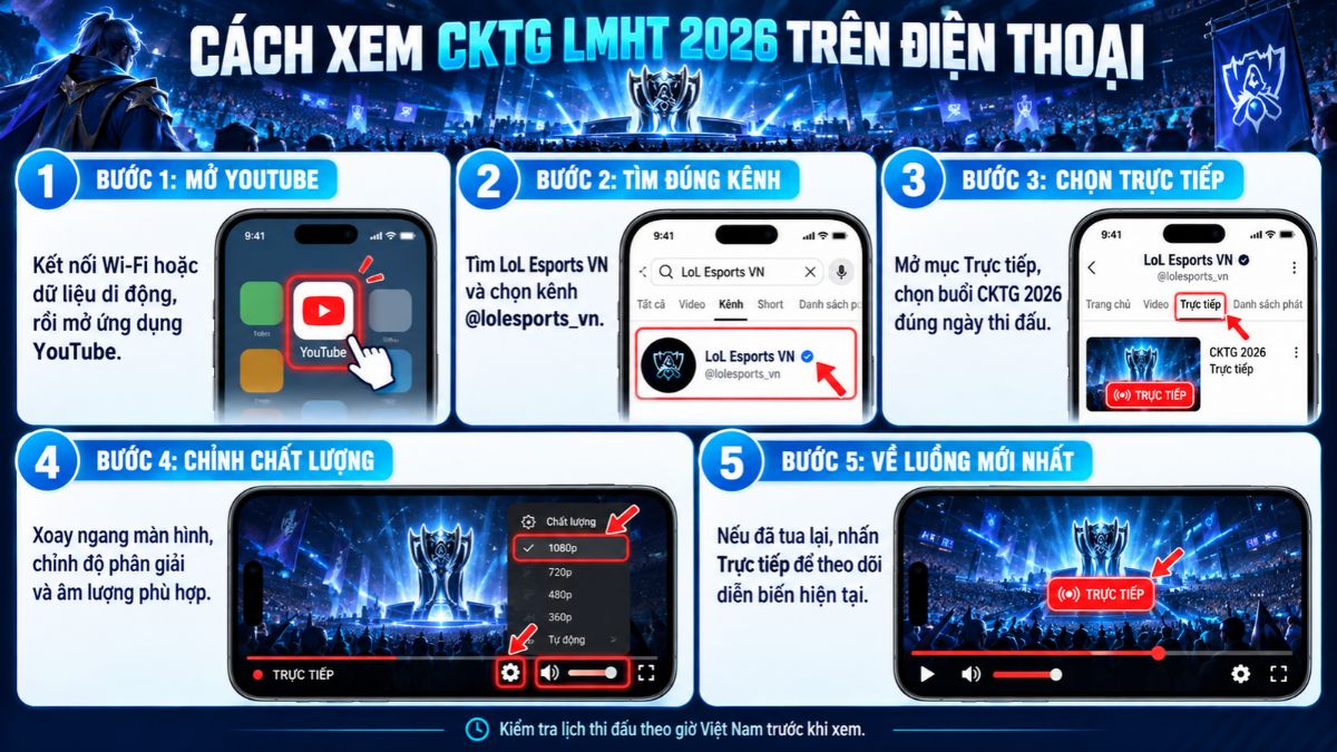 Hướng dẫn xem trực tiếp CKTG LMHT 2026 trên điện thoại