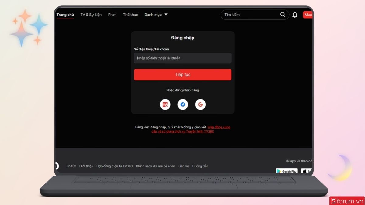 Đăng nhập vào tài khoản TV360