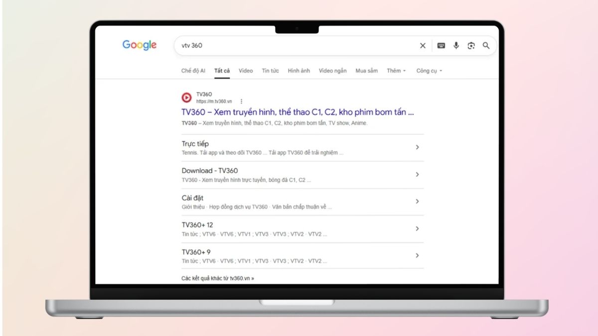 Bạn tiến hành truy cập trang web TV360