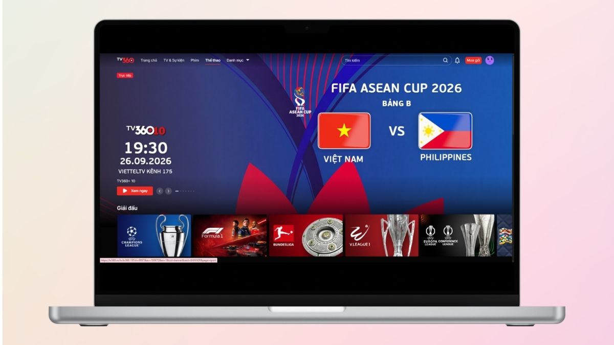 Vào mục thể thao để chọn trận đấu trực tiếp