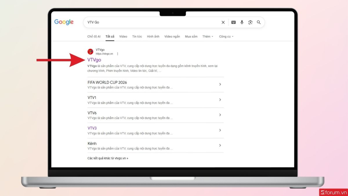 Tìm và truy cập vào VTV Go trên máy tính