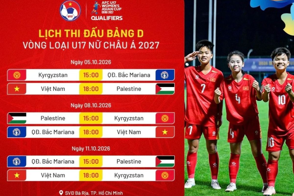 Lịch thi đấu vòng loại U17 nữ châu Á 2027