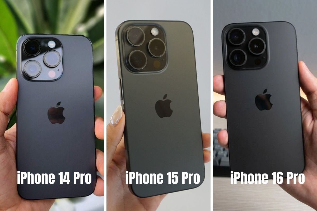So sánh màu đen của các phiên bản 14, 15, 16 Pro