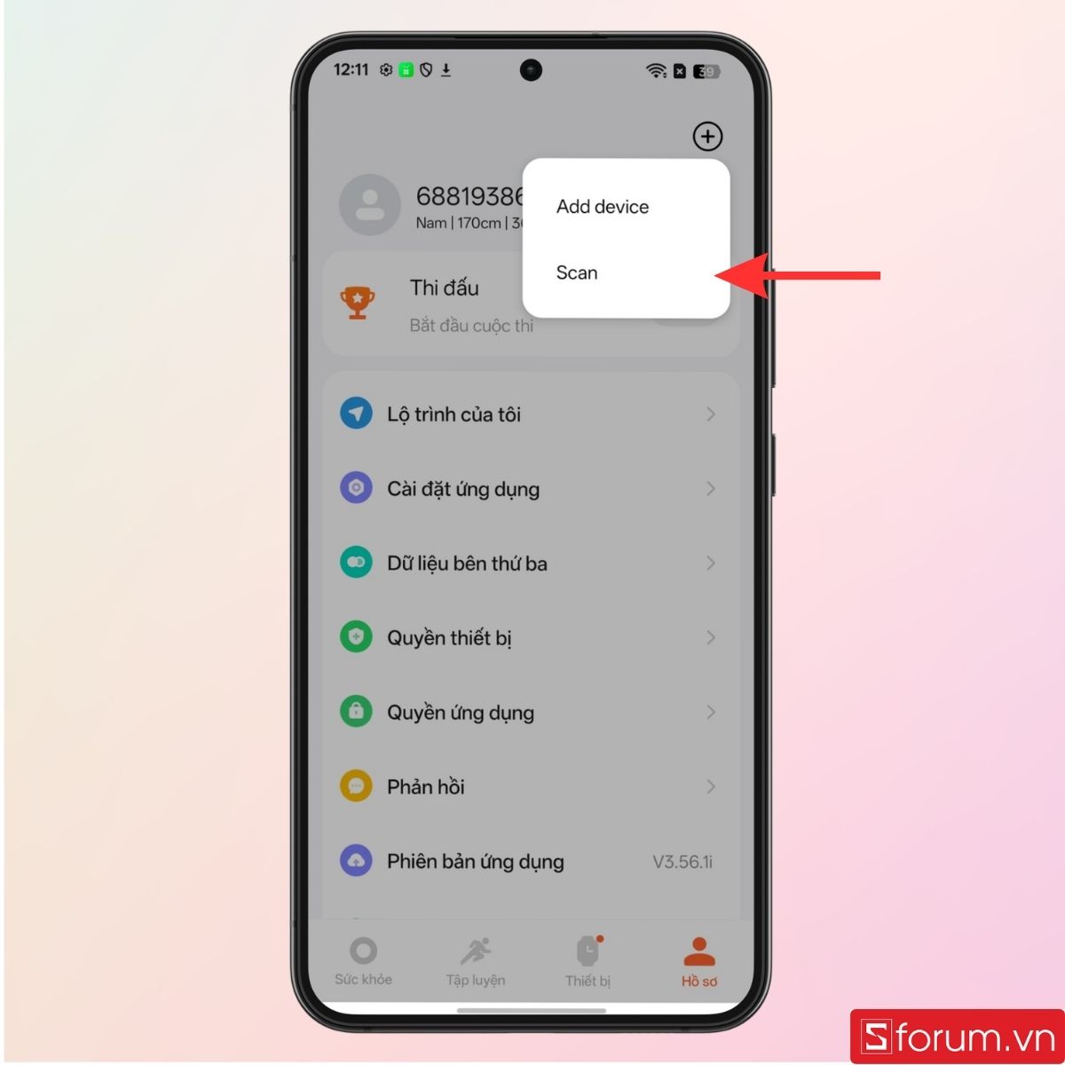 Tiến hành scan mã QR