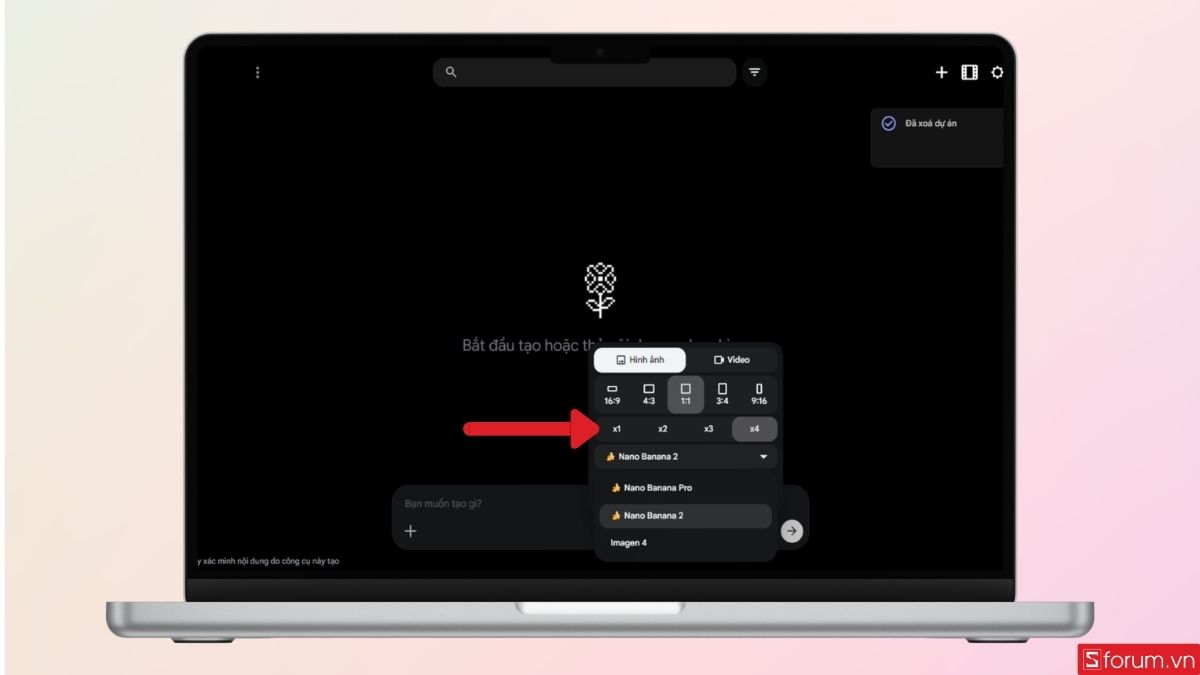 Chọn số lượng ảnh bạn muốn tạo