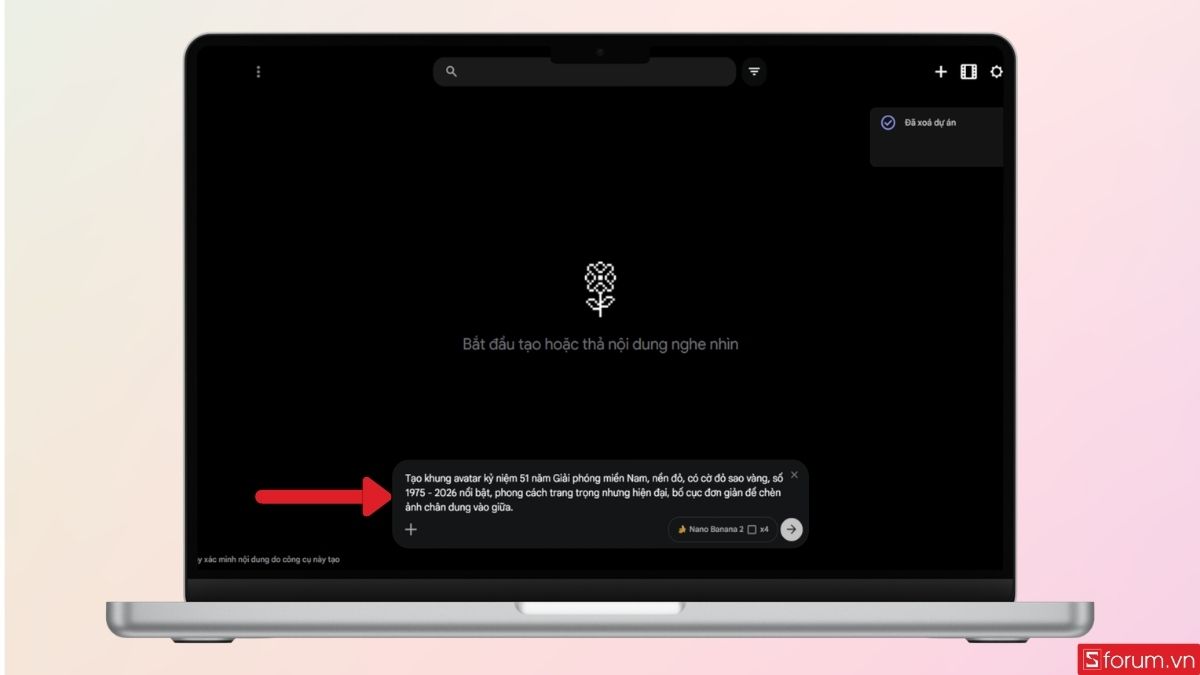 Nhập prompt cụ thể đưa ra yêu cầu tạo khung viền avatar