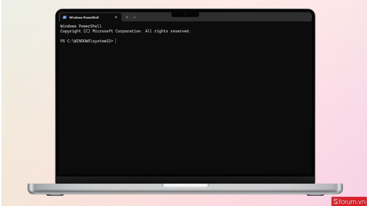 Cửa sổ PowerShell sẻ được hiển thị