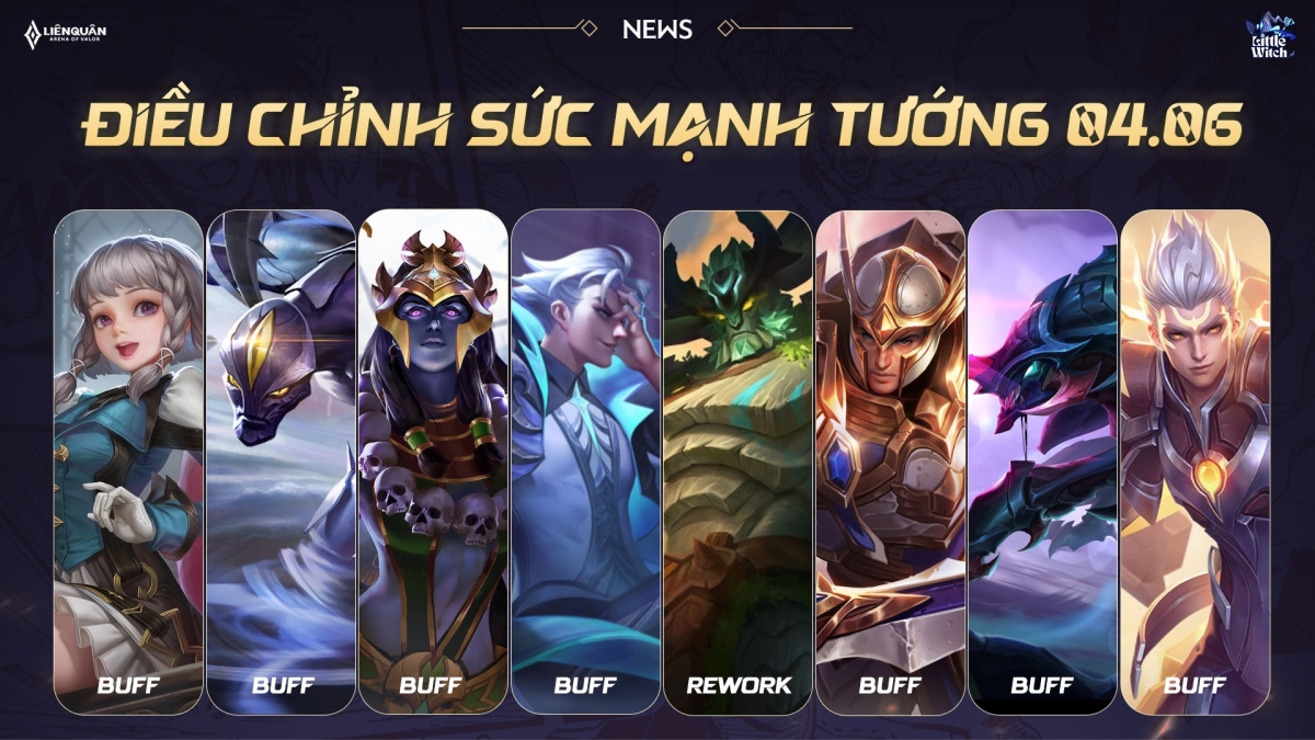 Tổng quan nội dung điều chỉnh sức mạnh tướng ngày 4/6