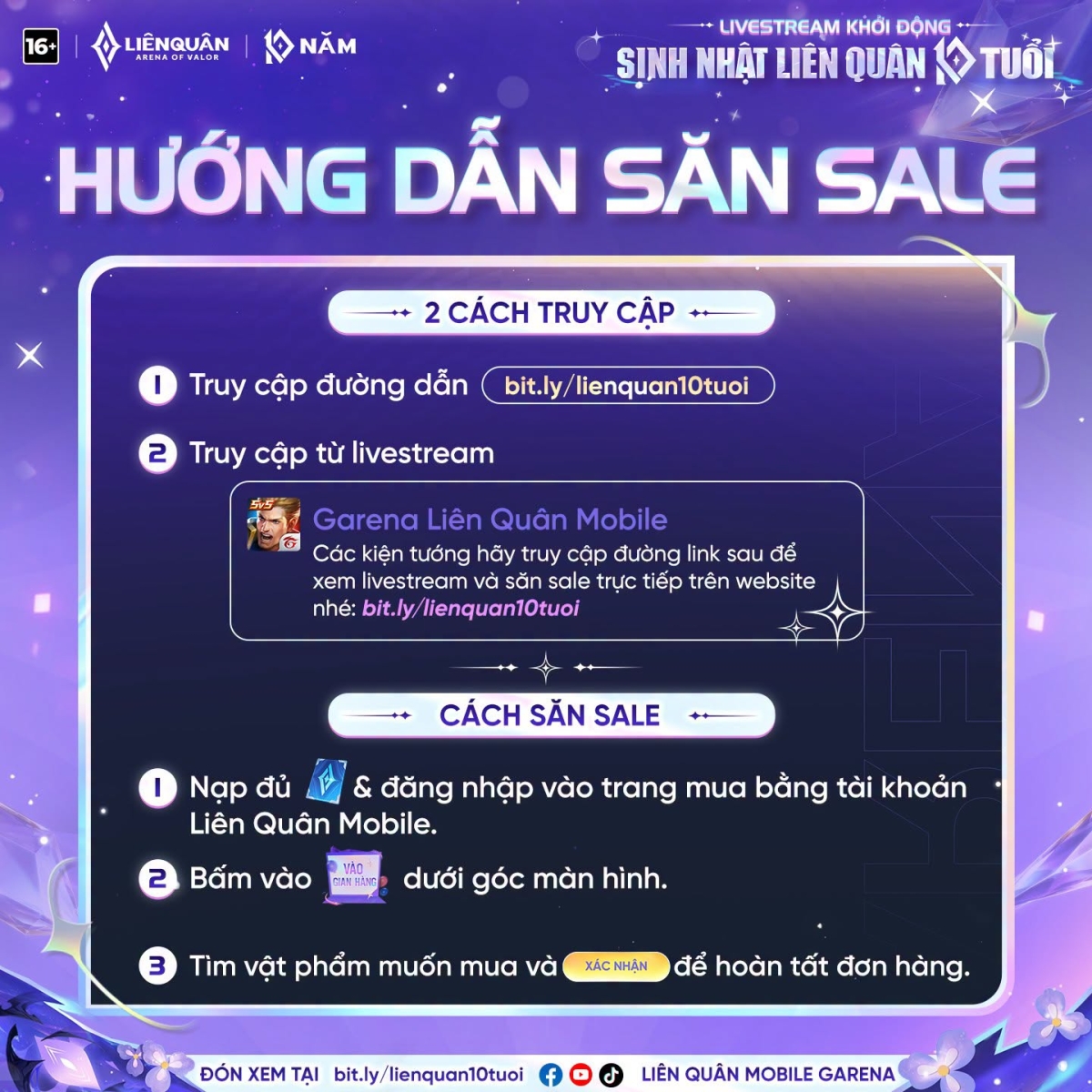 Hướng dẫn săn sale trong phiên live kỷ niệm 10 năm