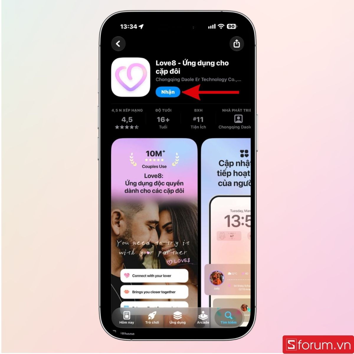 Tải ứng dụng Love 8 trên cửa hàng ứng dụng điện thoại