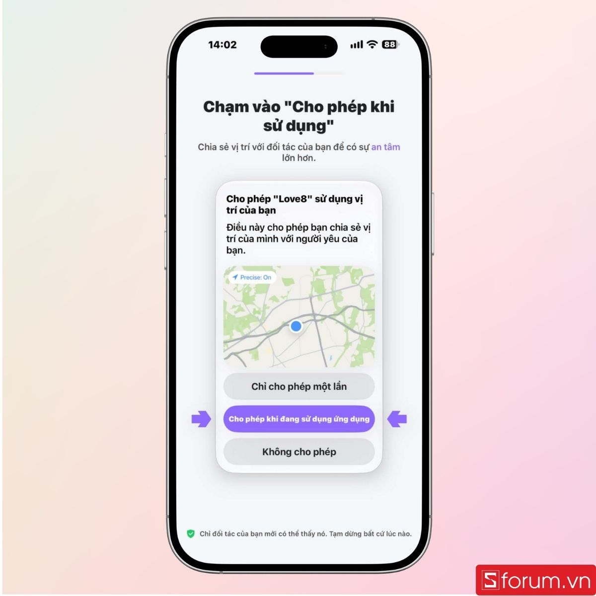 Cho phép chia sẻ vị trí của bạn