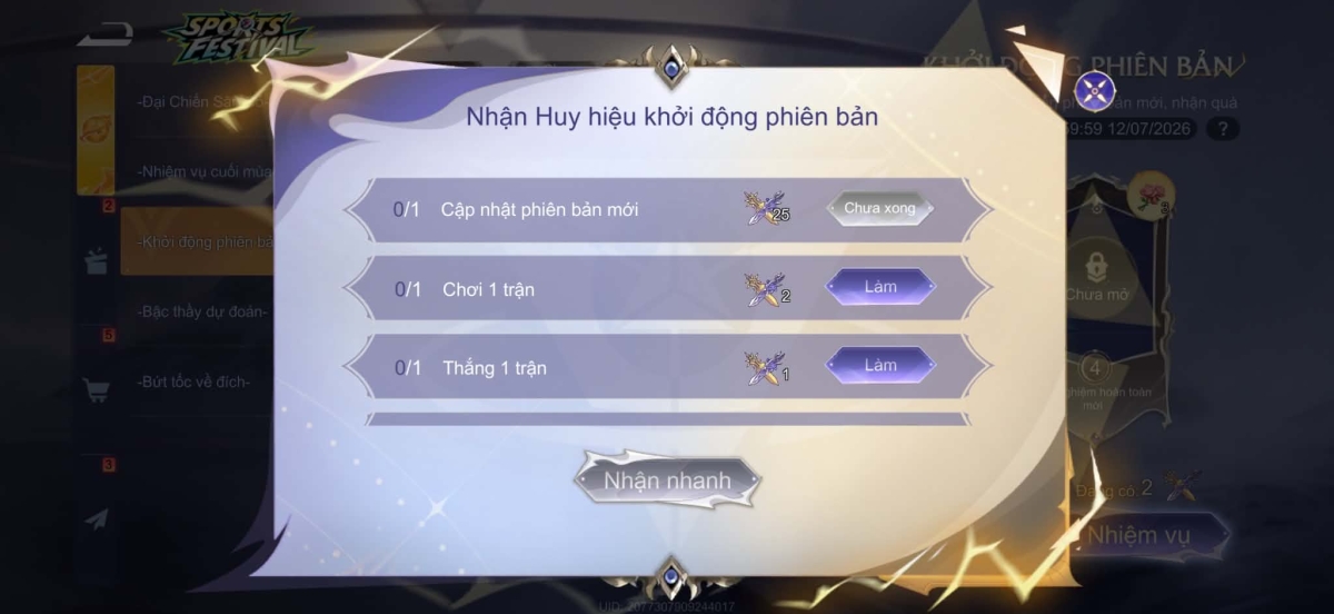 Thực hiện các nhiệm vụ cơ bản để nhận thưởng