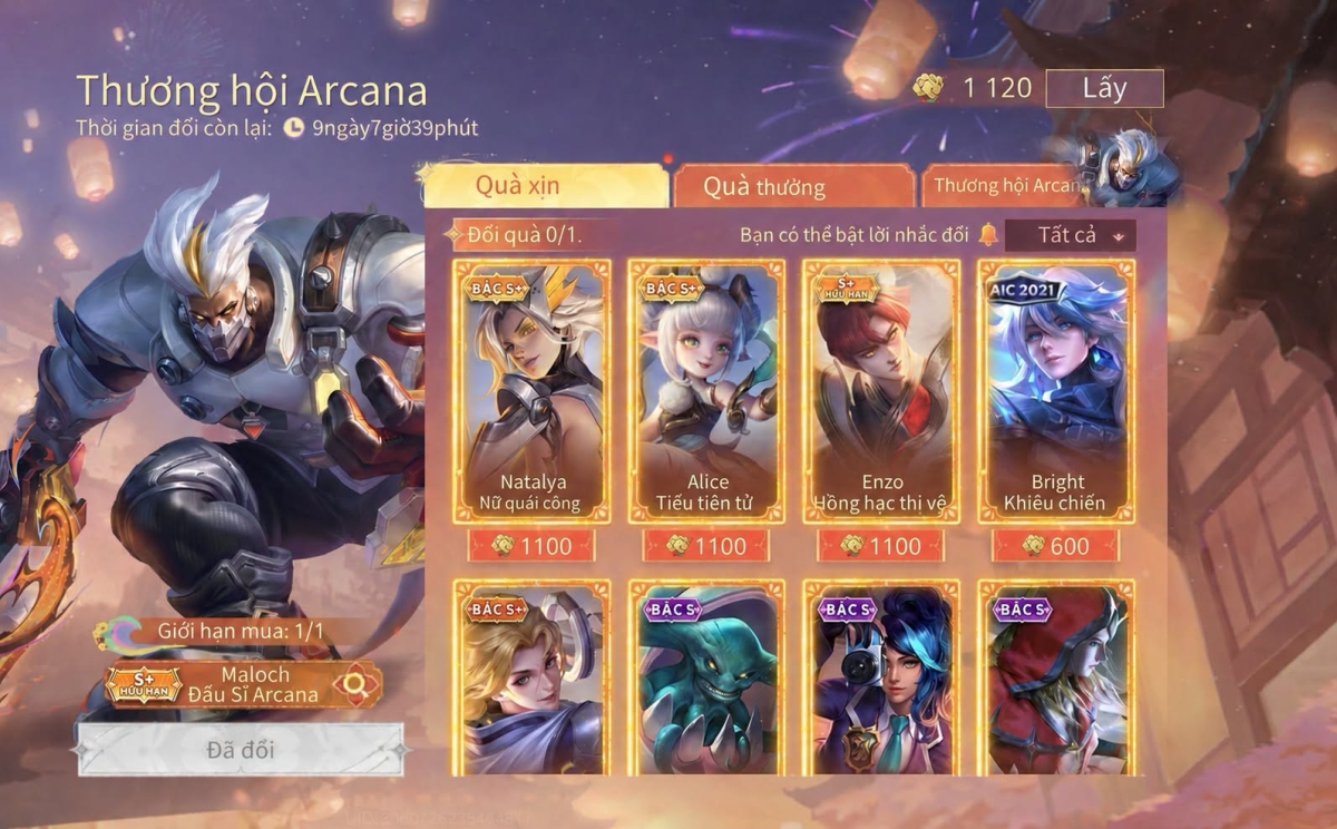 Nhận miễn phí 3 skin Arcana