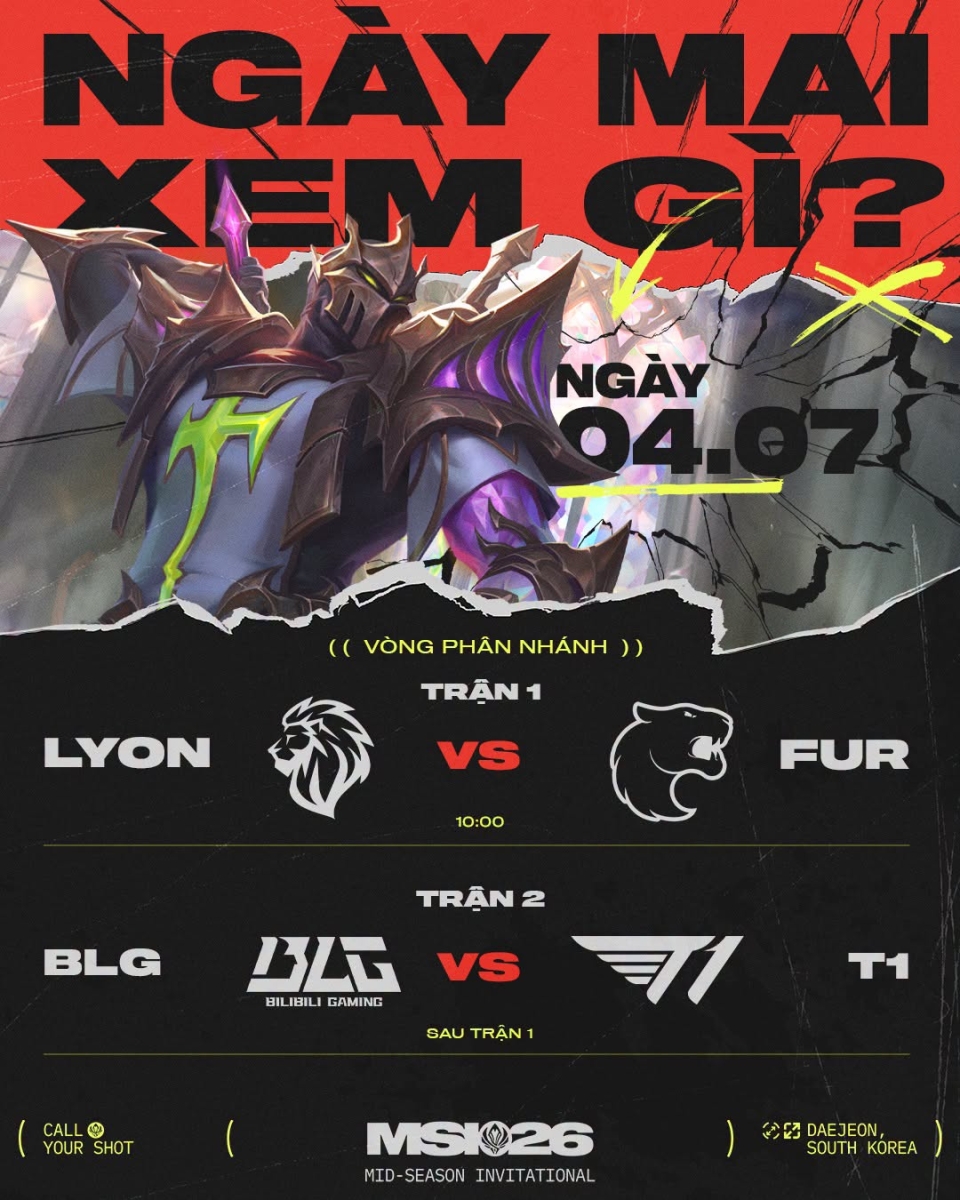 Lịch thi đấu ngay mai giữa T1 vs BLG