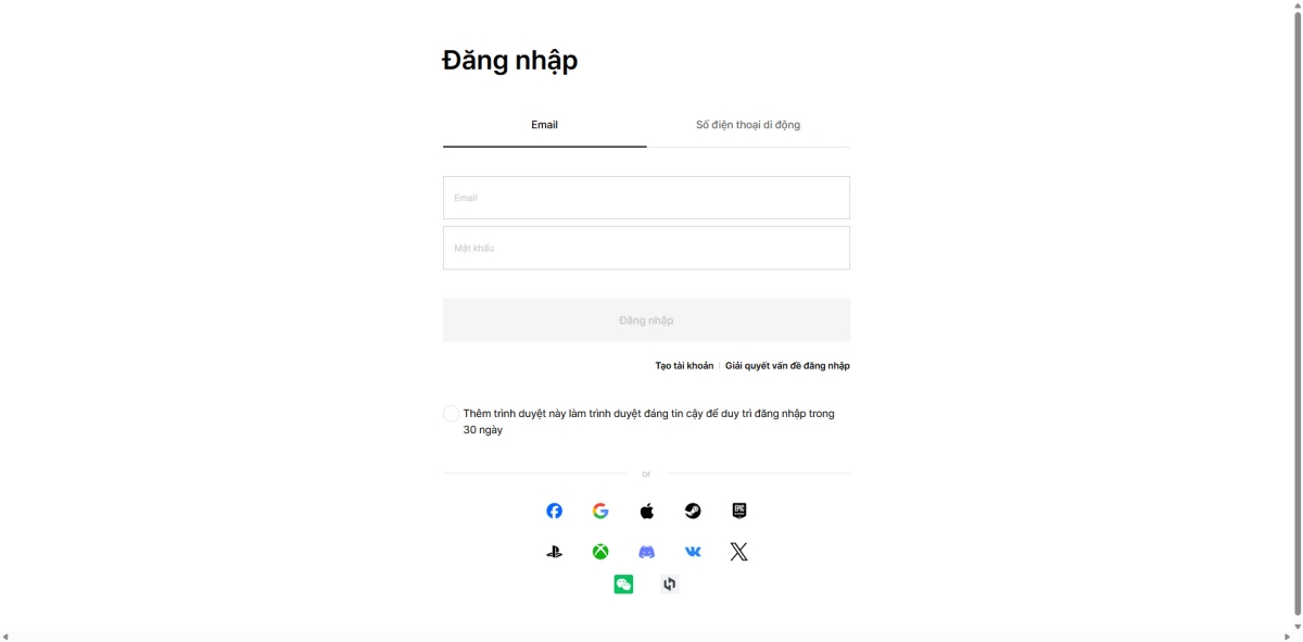 Đăng nhập tài khoản game