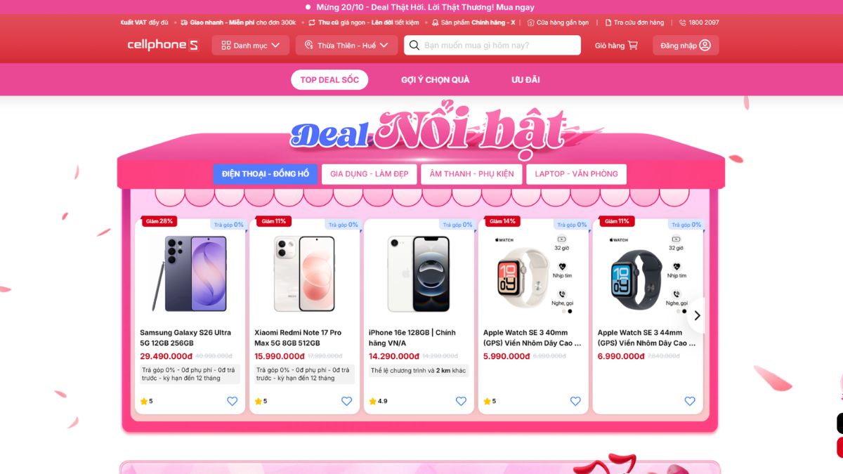 Gợi ý những deal nổi bật nhất dịp 20/10