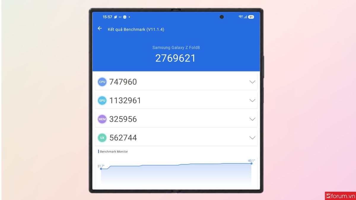 Samsung Galaxy Z Fold8 đạt 2,769,621 điểm AnTuTu