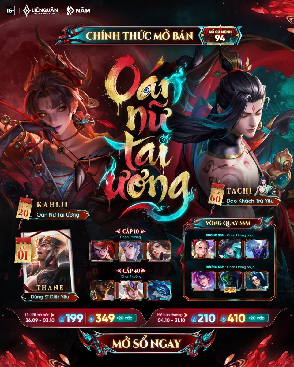 Thông tin phần quà có trong sổ sứ mệnh Oán Nữ Tai Ương